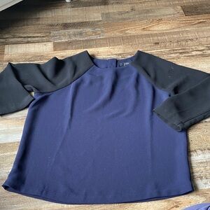 J crew navy and blue 3/4 baseball sleeve dressy blouse size womens 4